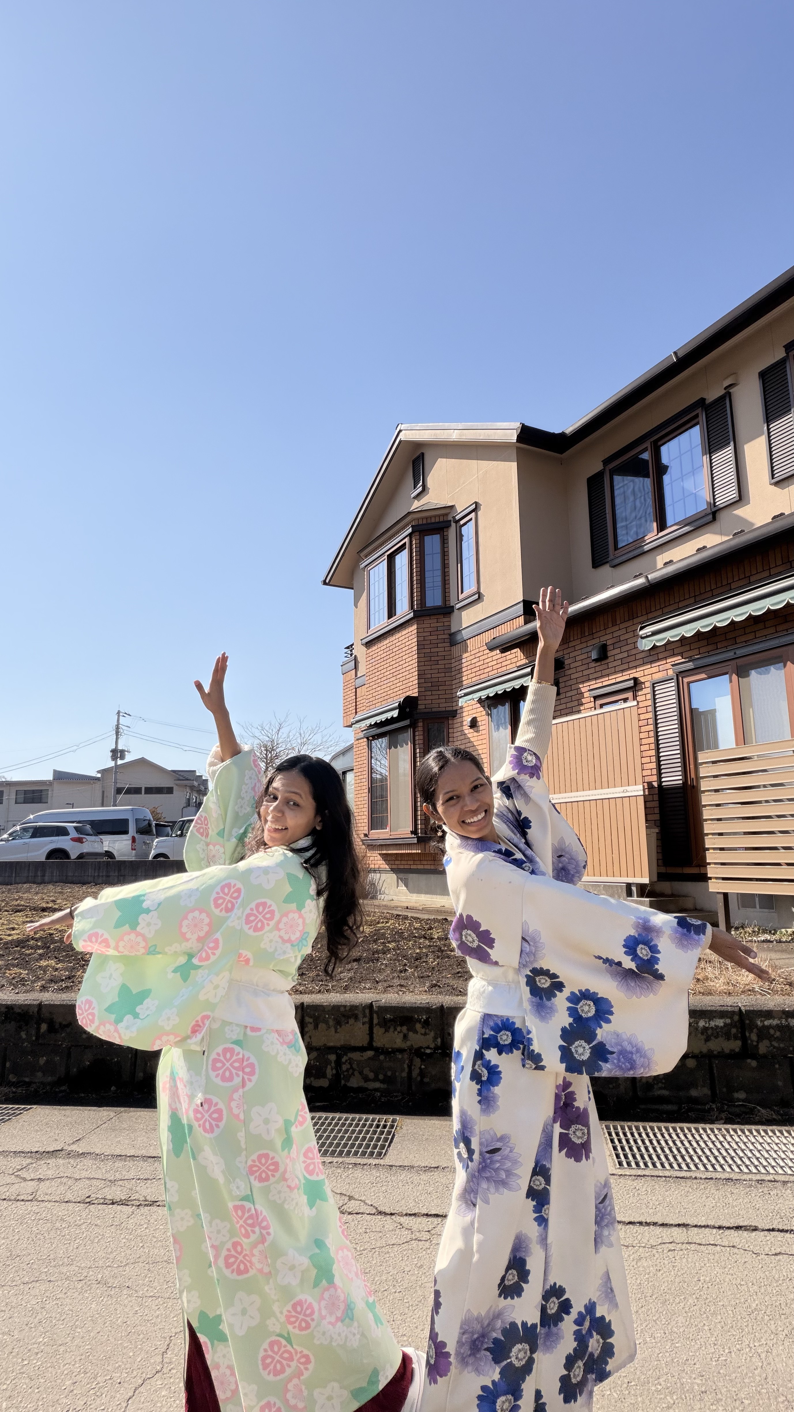 Friends celebrating on a trip